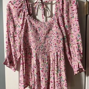 Crown & Ivy Pink Floral Blouse